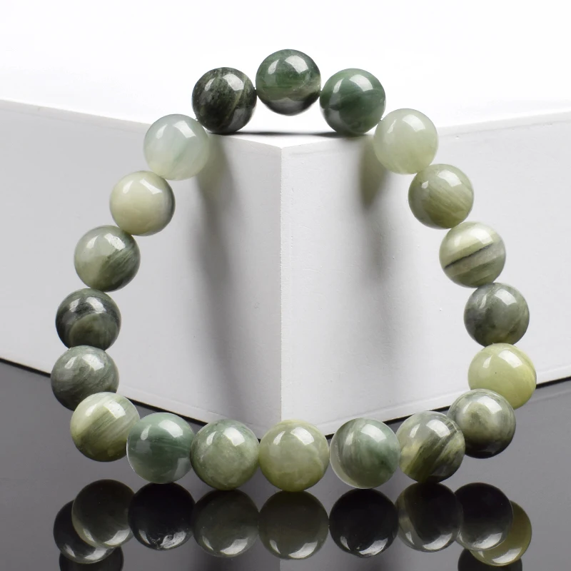 Authentic Natural Stone Bracelet Original Green Natural Stones Beads Bracelets Hand Women Men Real Agates Jasper Elastic Jewelry