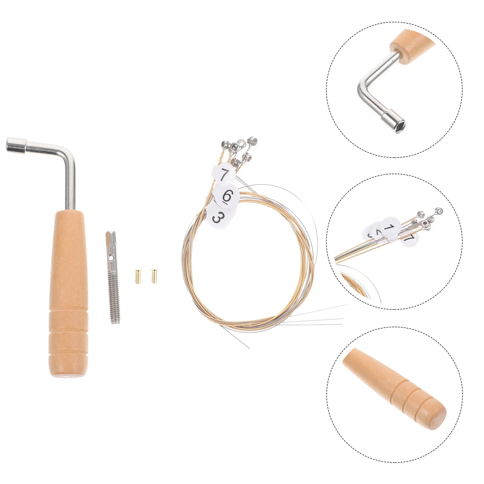 

Professional Lyre Harp Part Lea String Set Tuning Pegs Replacement Accessory Pin