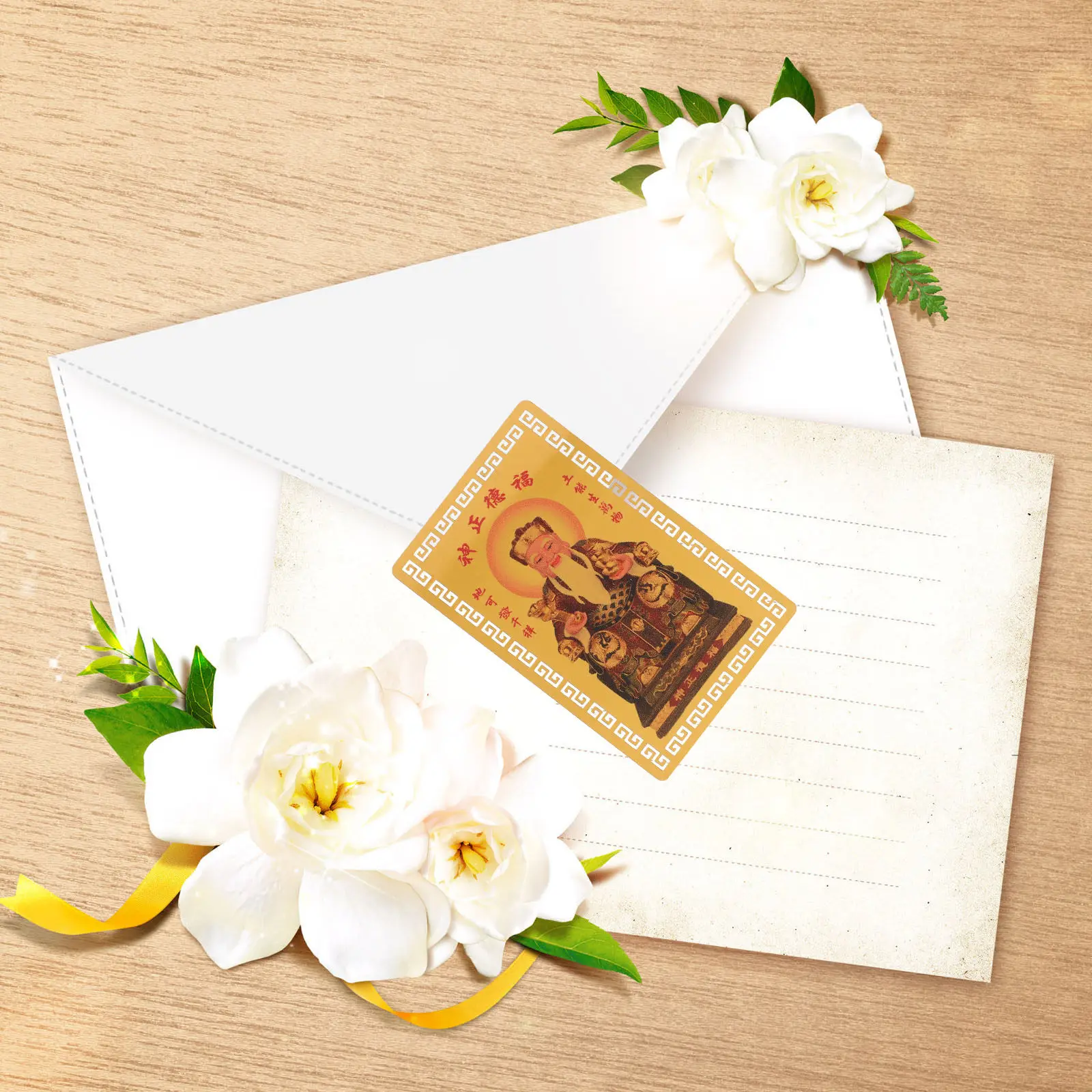 2Pcs Auspicious Land 2025 Year of The Snake Protective Charm Gold Tone Alloy Blessing Card for Good Fortune Success