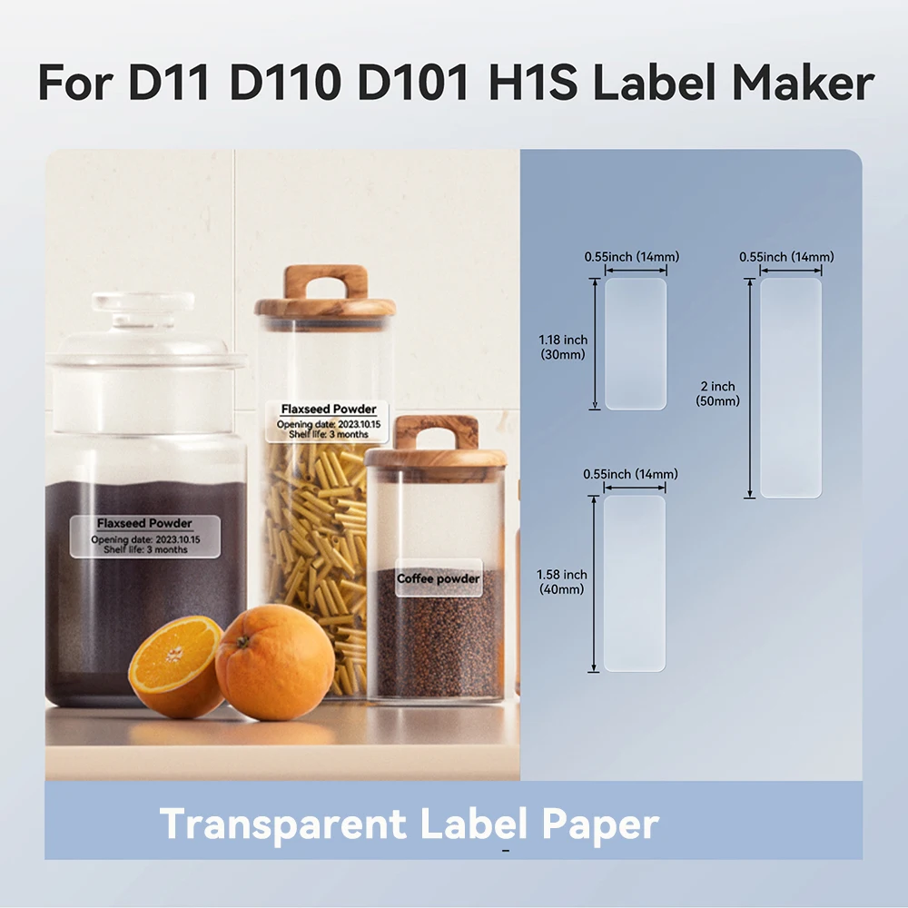 Niimbot D11 D110 D101 H1S Transparent Label Sticker Name Tag Thermal Labels Adhesive Paper Sticky Notes Office School Supplies