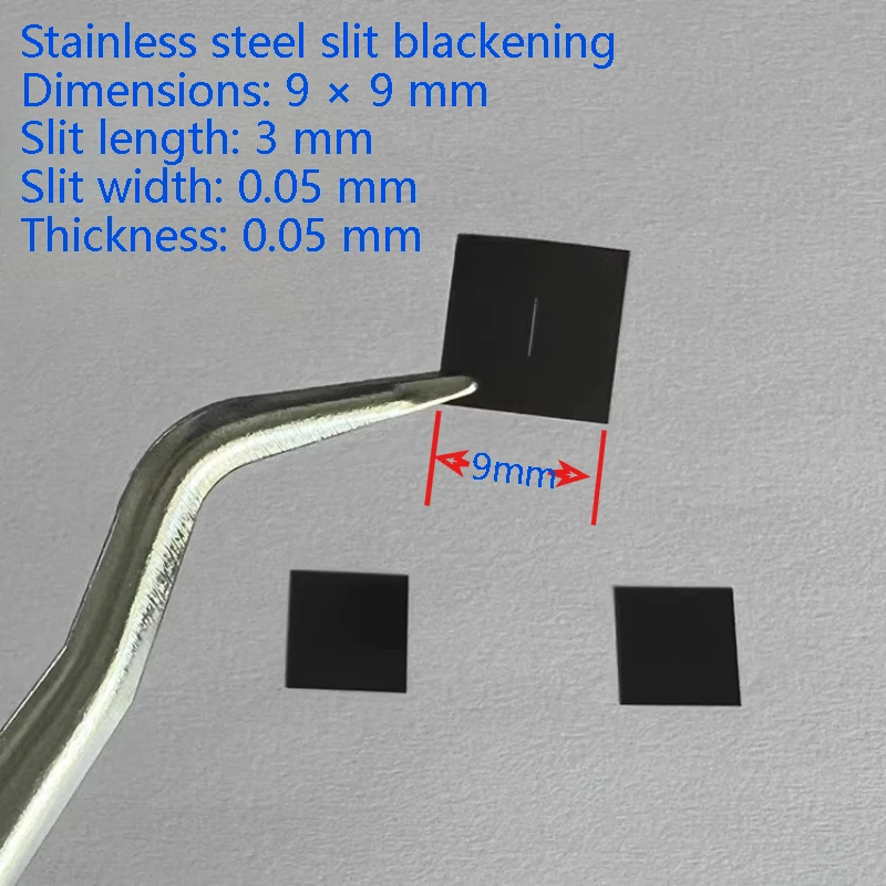 1PC 9x9x0.05mm Blackening Stainless Steel 50 micron Slit Length 3mm for Single-Slit Diffraction Experiment