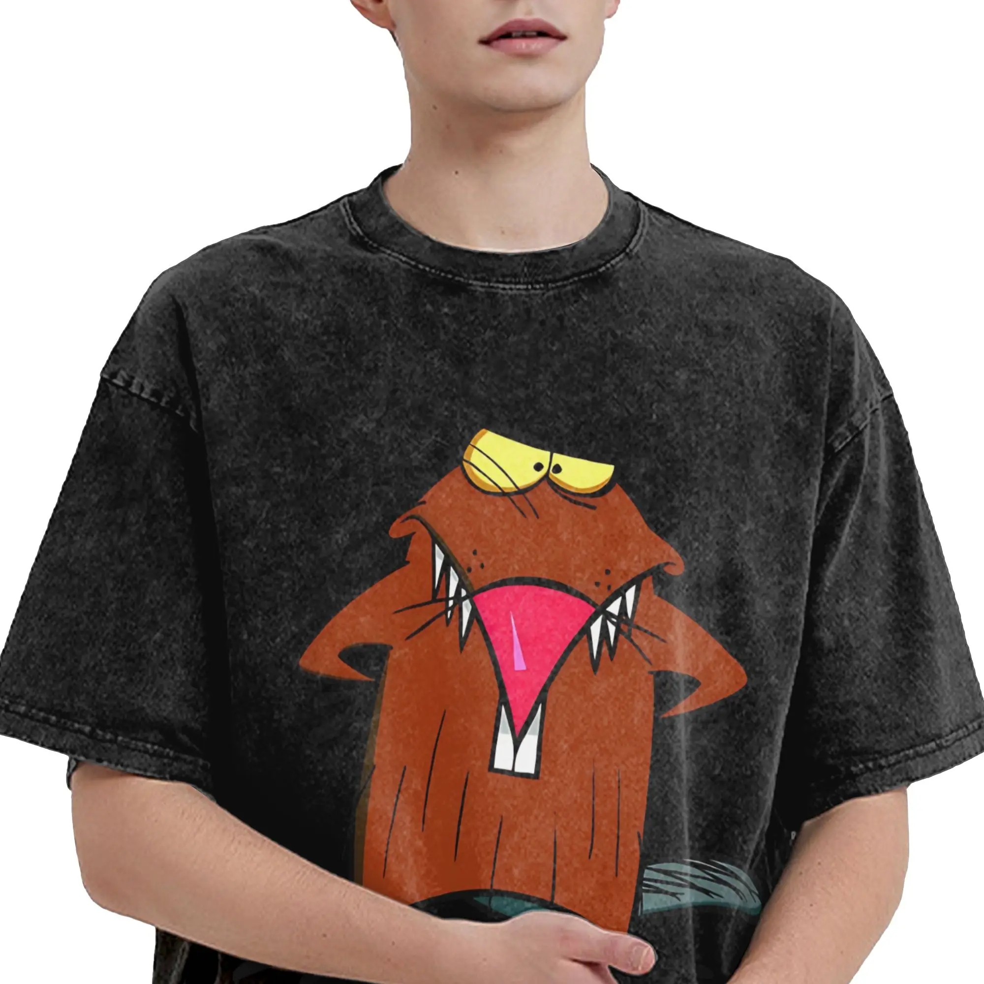Angry Beavers Daggett & Norbert Feverish  Washed T Shirt Streetwear Hip Hop Vintage T-Shirt  Tees for Men Women Short Sleeve
