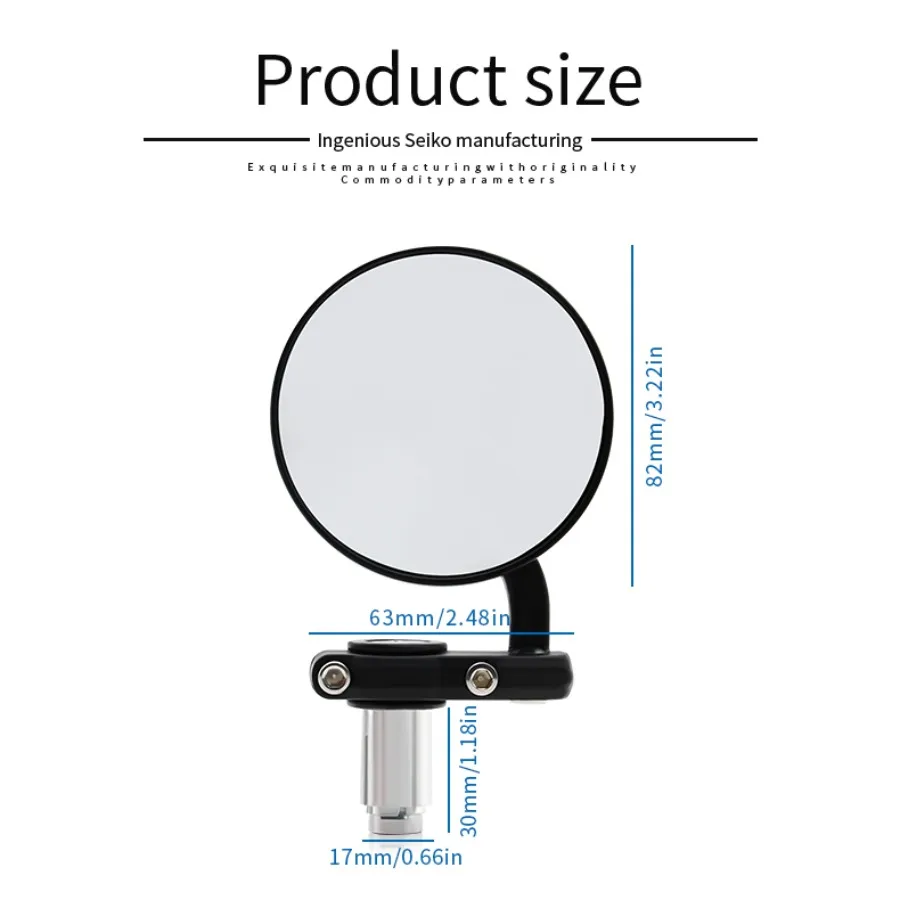 Universally Modified Accessories Motorcycle Mirror Retro Round Black 7/8