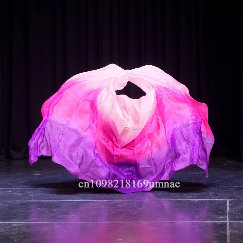 Belly Dance Silk Veil Natural 100% Silk Handmade Polishing Custom Gradient Shawl Performance Scarf Handmade Adult Women