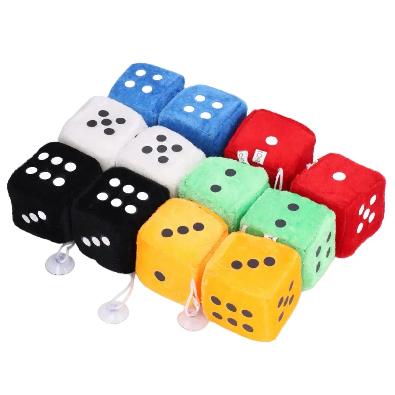 Colorful Plush Dices Car Hanging Pendant Dice Auto Rearview Mirror Styling Charm Ornaments Car Interior Decoration Accessories