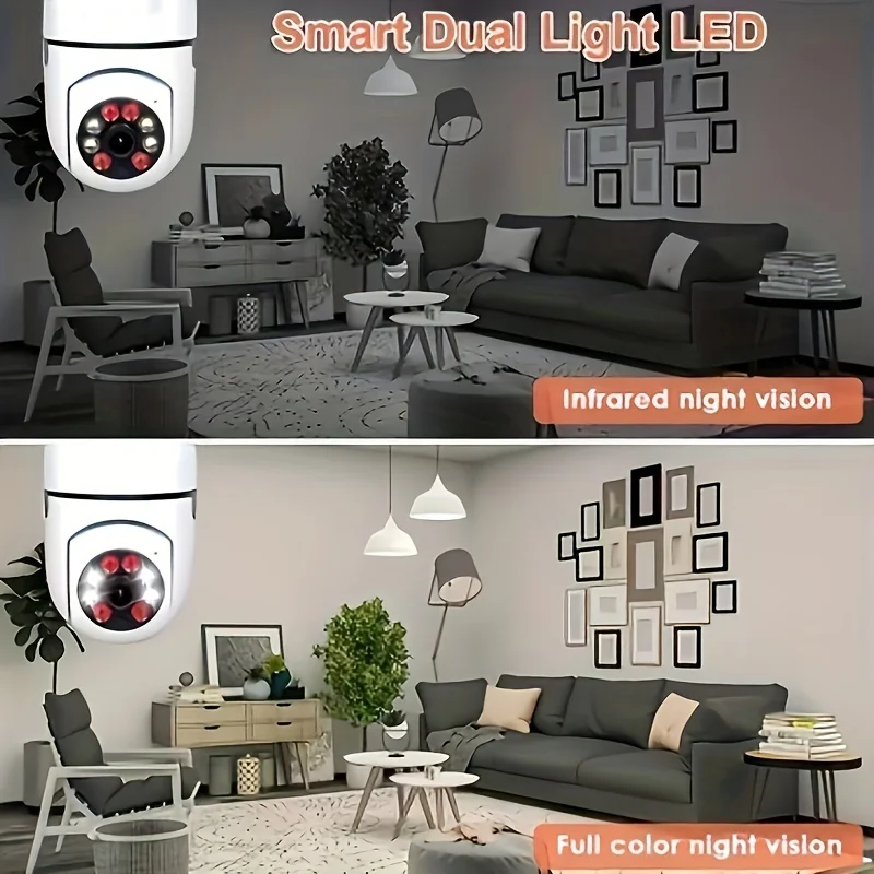 2PC Ease Life APP-Light Bulb Security Cameras Indoor Outdoor Wireless WiFi Camera 2.4GHz, 360 Degree, E27 Light Socket Screw In