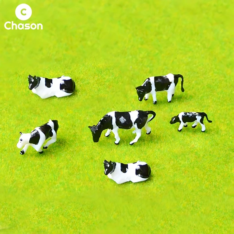 1 to 10pcs 1/87 Miniature Cow Ox Bull Cattle Figurines Farm Models Fairy Garden Sandbox Landscape Action Figures Toys Ornaments