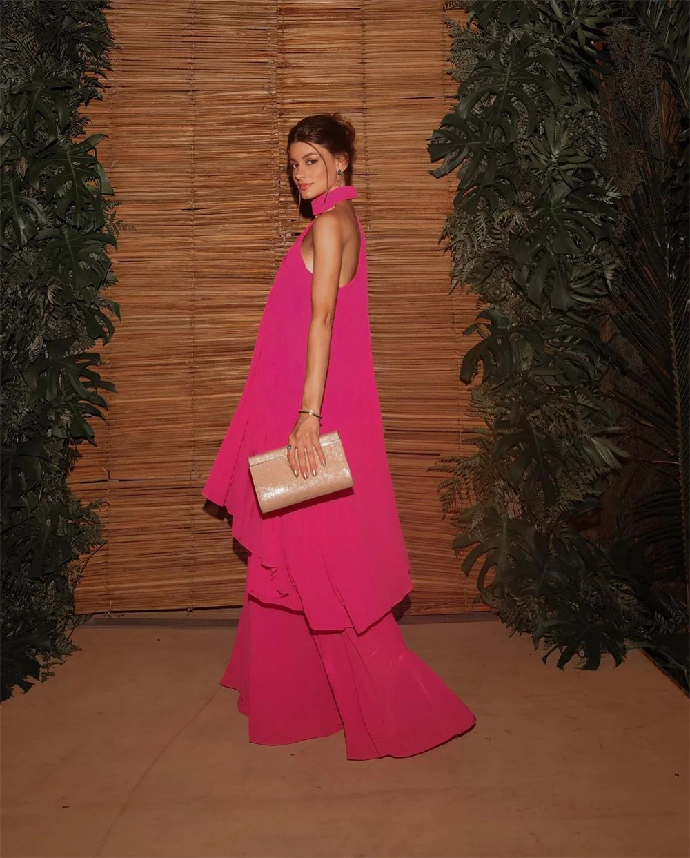 Amanda Customized Pink One Shoulder Pleated Prom Dresses Sleeveless Asymmetrical vestidos de noche Floor-Length Formal Evening