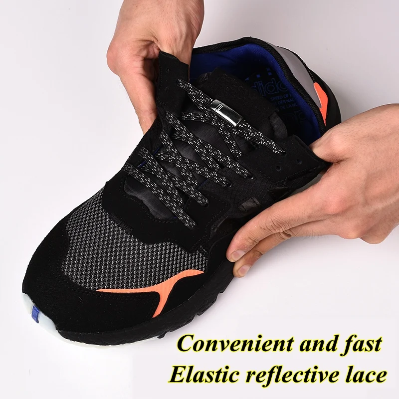 Magnetic Shoelaces Elastic Reflective Metal Locking No Tie Shoe Laces Running At Night Leisure Sneakers Lazy Lace Unisex 1 Pair