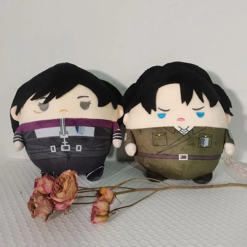 In Stock 25Cm Attack On Titan Levi Ackerman Eren Yeager Egg Shaped Pp Cotton Filling Plush Ornament Toy Friend's Birthday Gift
