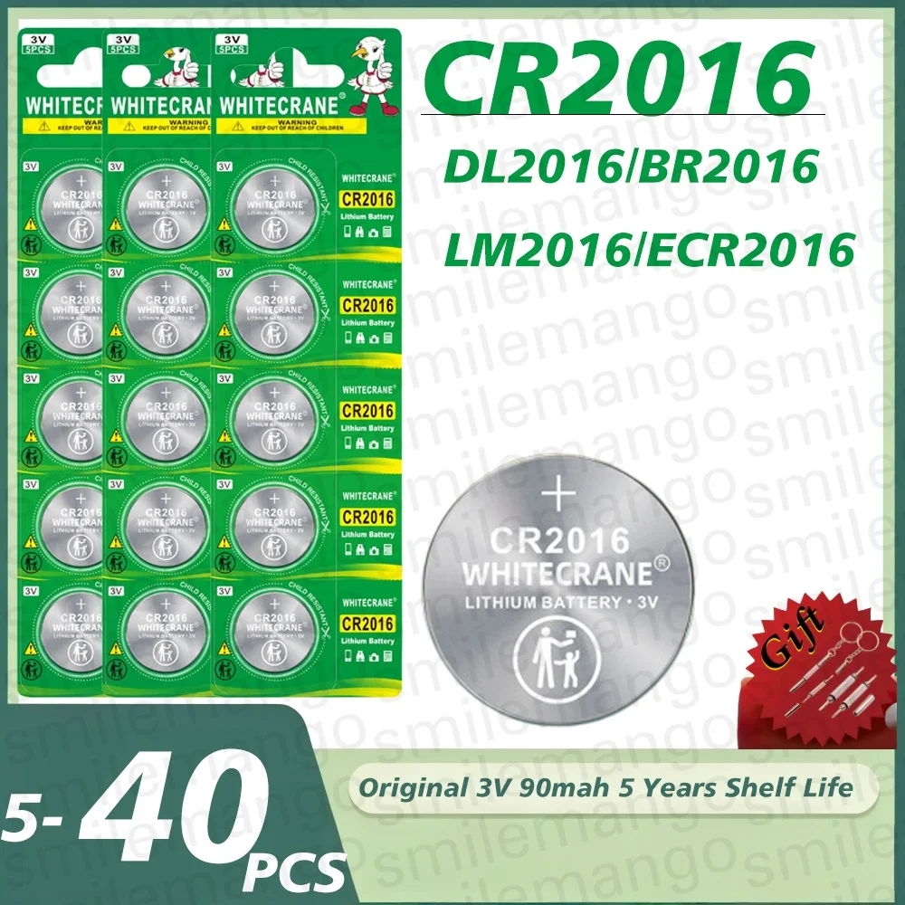 5-40pcs CR2016 3V Lithium Button CR 2016 Battery DL2016 BR2016 DL2016 LM2016 Coin Cell Watch Batteries for Toys Clock Remote