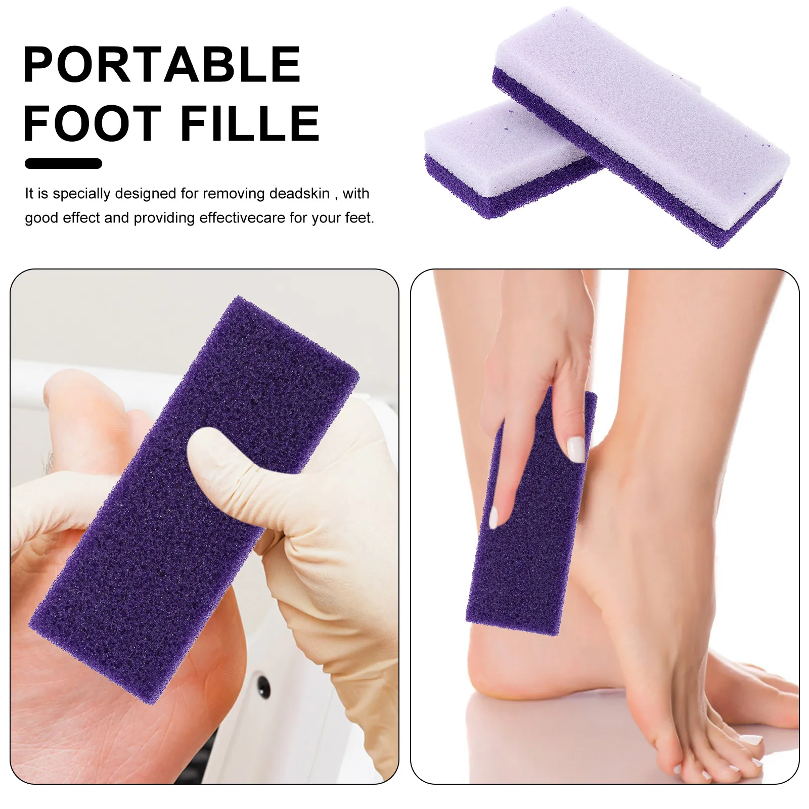 2Pcs Pumice Stone Foot Care Exfoliator for Dead Skin Removal Callus Remover Pedicure Tool Smooth Foot Scrubber Purple - view 3