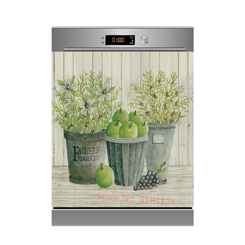 Potted Flower Sticker For Dishwasher Self Adhesive Waterproof Removable Wallpaper Kitchen Wall Cabinet Door Sticker Custom Size view 3