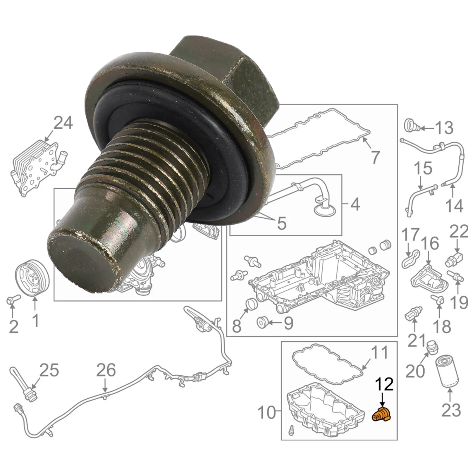 Engine Oil Drain Plug 6507741AA 06506214AA  F75Z-6730-BA For Chrysler 300c Grand Sebring Dodge Charger Citroen Jumper 1990-2024