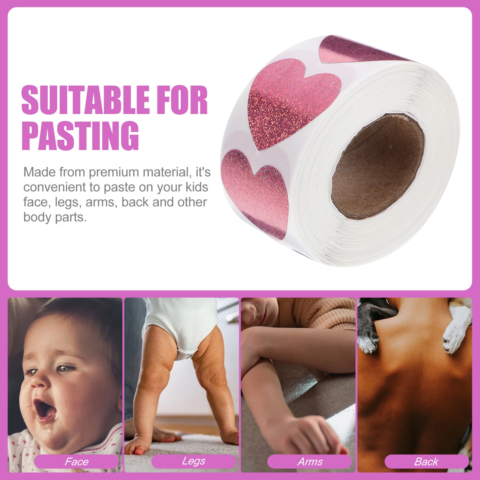 

500pcs Shaped Stickers Pink Translucent Body Tanning Waterproof Kids Decor Heart Sun Tan Stickers Valentine Party