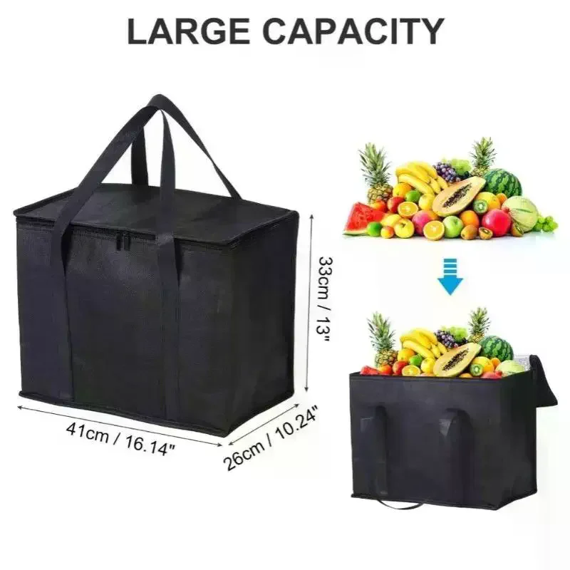 Insulated Delivery Bag Food Aluminum Foil Cooler Bag Foldable Portable Catering Food Bag Thermal Food Delivery Bag Large