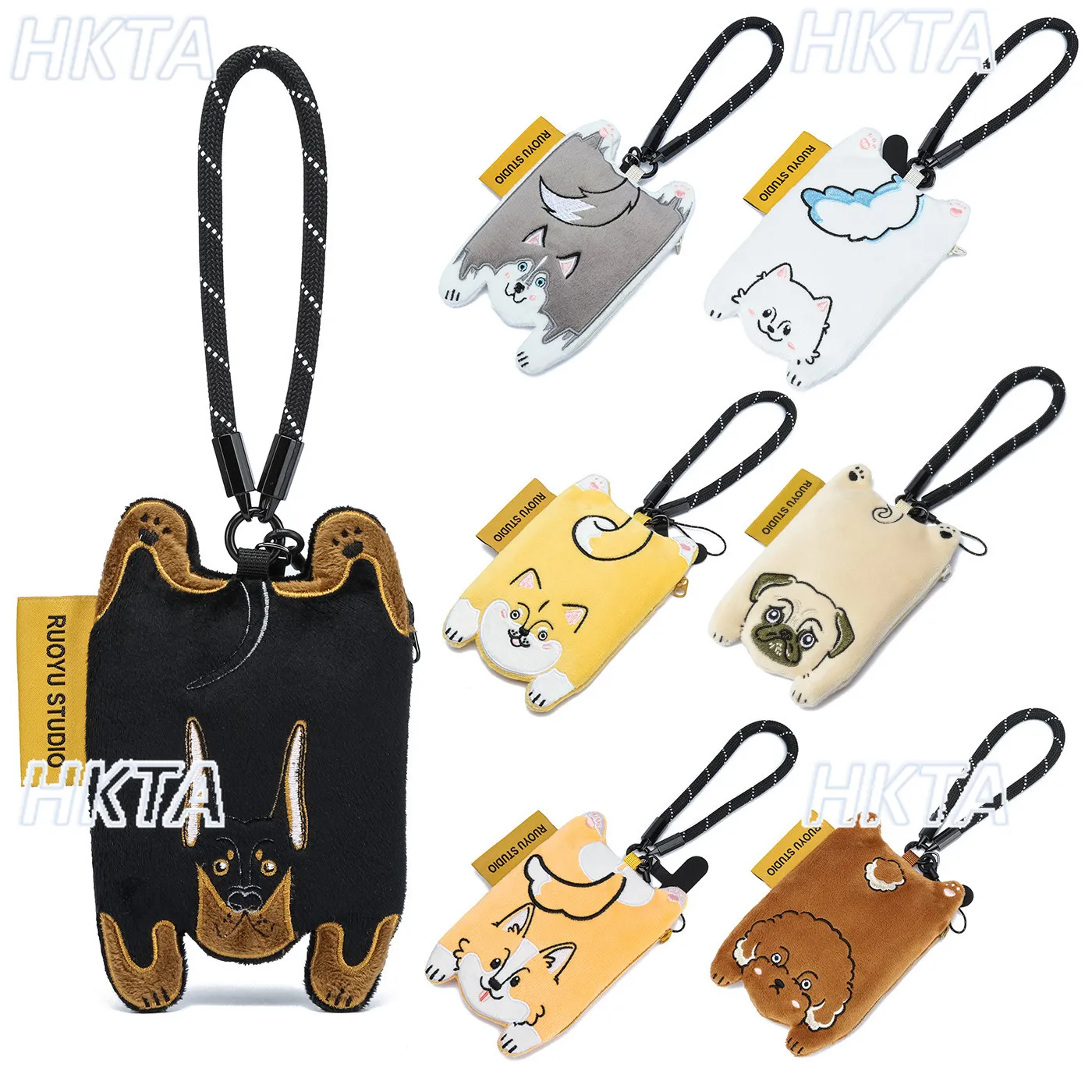 Y2k Contrasting Colors Cute Cartoon Embroidery Portable Card Bag Student Daily Coin Earphone Bags for Women Purse Strap