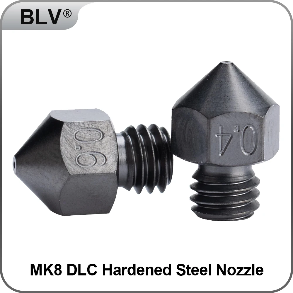 

BLV®MK8 DLC Hardened Steel Nozzle for 3D printers hotend J-head cr10 heat block ender3 hotend m6 Thread