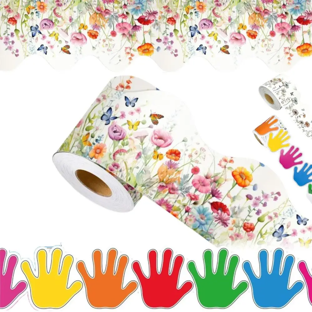 10m/Roll Border Decorative Sticker Flowers Self Adhesive Black Board Decorative Stickers DIY Poster Border Stickers