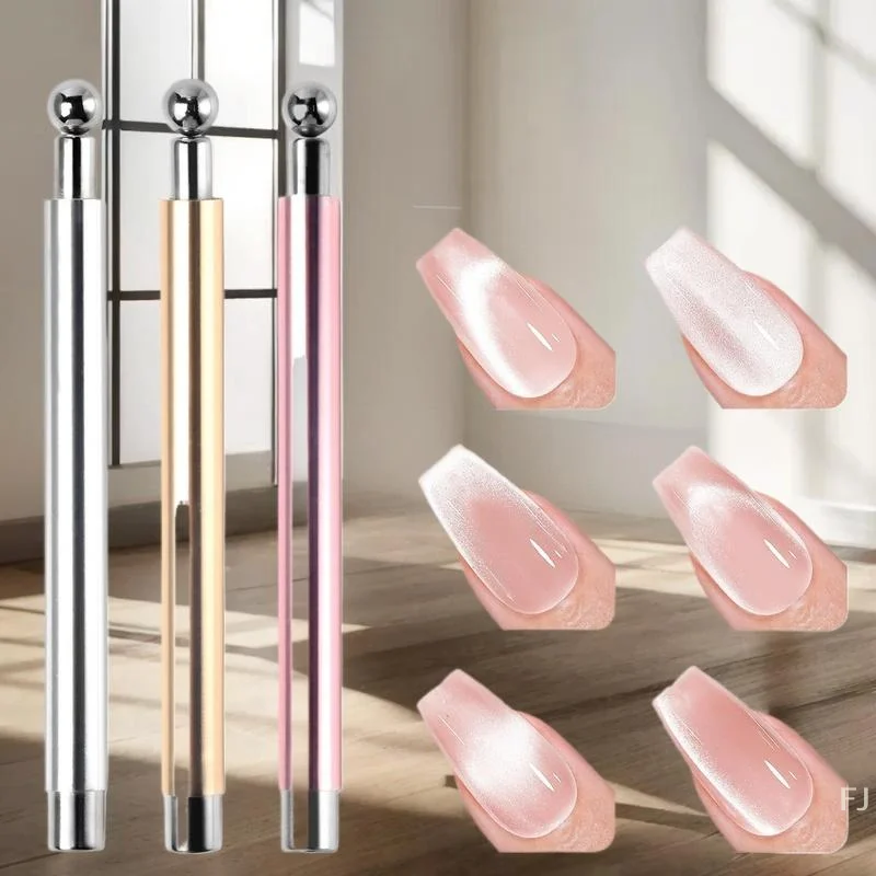 قطعة واحدة من القلم المغناطيسي ذو الرأس المزدوج على شكل أسطوانة سميكة على شكل عين القطة؛ أداة مغناطيس فرنسية من الفولاذ المتين