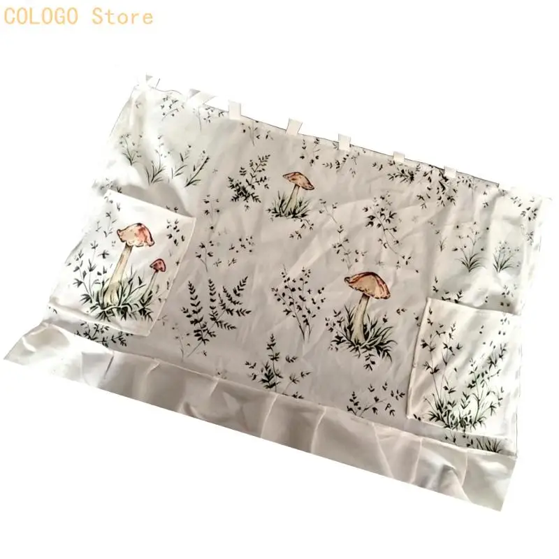 Ruffled Trim Oven Skirt Cover With Pocket Ribbon Ties Heat Resistant Cabinet Dish Washer Curtain For Kitchen Decors D0LD