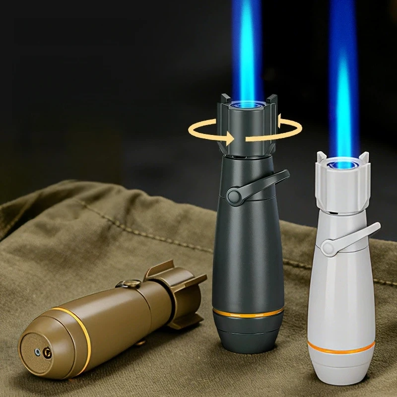 New Metal Rocker Arm High-temperature Spray Gun Lighter Windproof Inflatable Rotatable Outdoor Portable Igniter Men's Small Tool