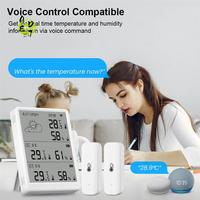 AED7-Tuya Wifi+RF433 Temperature Humidity Sensor Weather Station Display Monitor Thermometer Hygrometer Support Voice Control