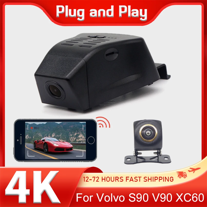 New! Car DVR For Volvo S90 V90 XC60 2022 2023 2024 Dash Cam,Plug and Play Dashcam Dash Cam 4K Camera for Car