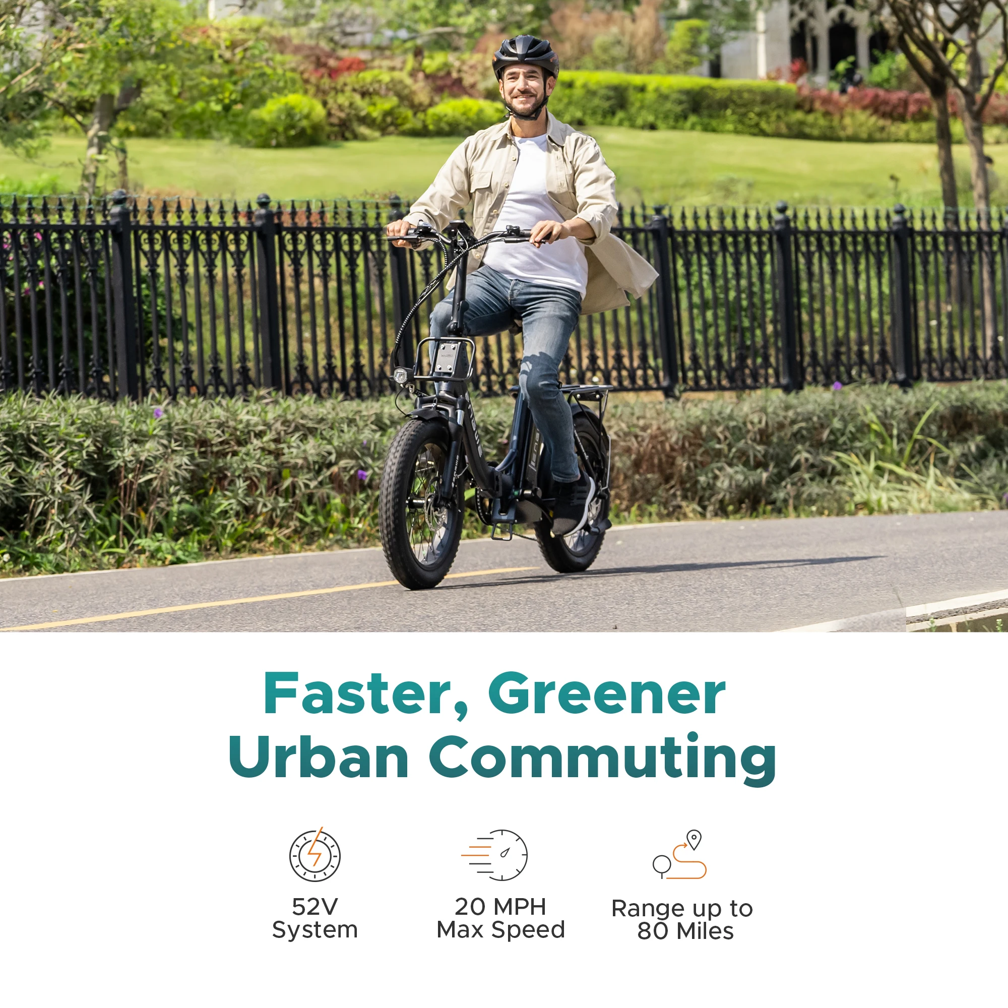 ENGWE L20 2.0 折りたたみ式電動自転車、750W出力、速度32km/h、20インチ×3.0インチファットタイヤ、52V 13Ahバッテリー、7速電動自転車、オレンジ