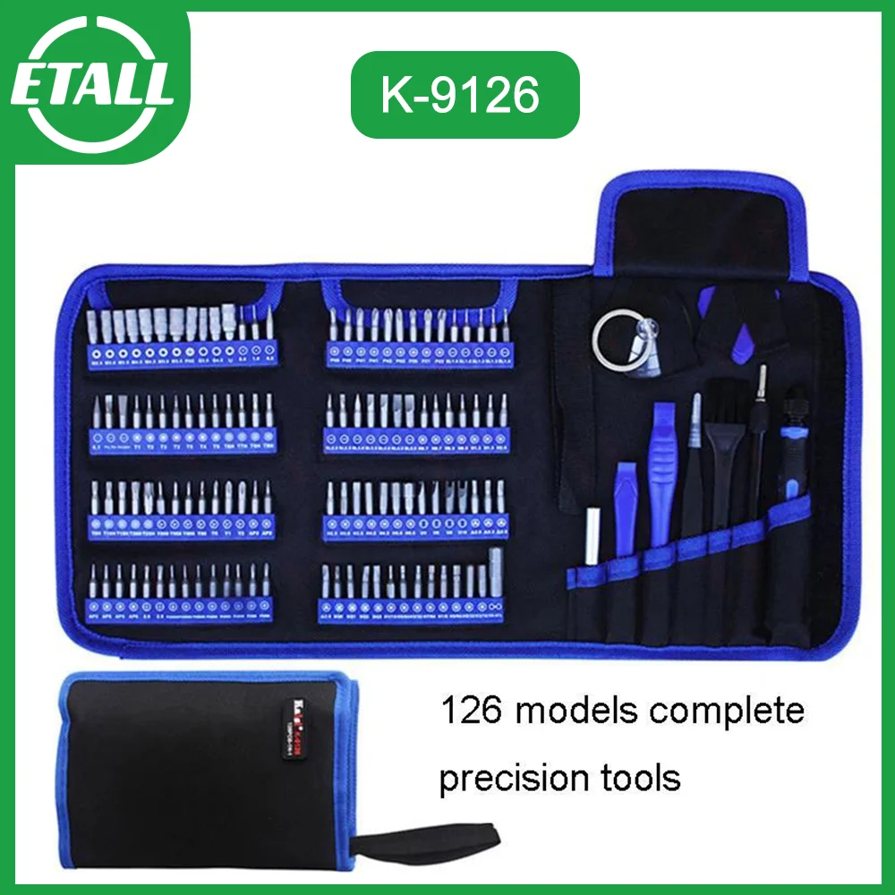 

Набор инструментов для точного ремонта телекоммуникации Kaisi 9126 126 в 1, Набор отверток, Многофункциональный ручной инструмент для ремонта телефона и ПК