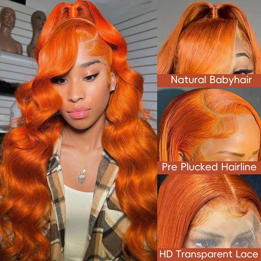 Ginger Lace Front Wigs Human Hair Body Wave 13x6 HD Lace Frontal Wig Human Hair for Women 13x4 Water Wave Lace Front Colored Wig