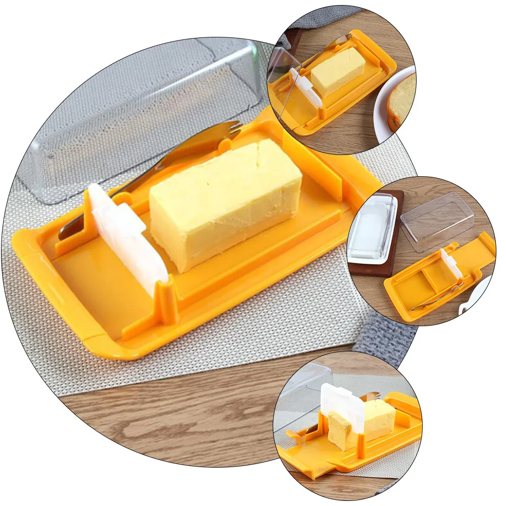 

1Set Professional Butter Box Food Container Sturdy Design Smooth Texture Freshness Lid Slicer Home Tableware Storage