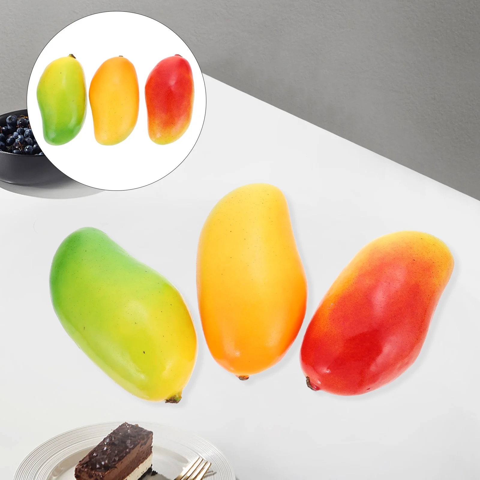 3 Pcs Models Simulation Mango Vivid Props Mini Artificial Mangoes Fake Fruit Foam Fruits