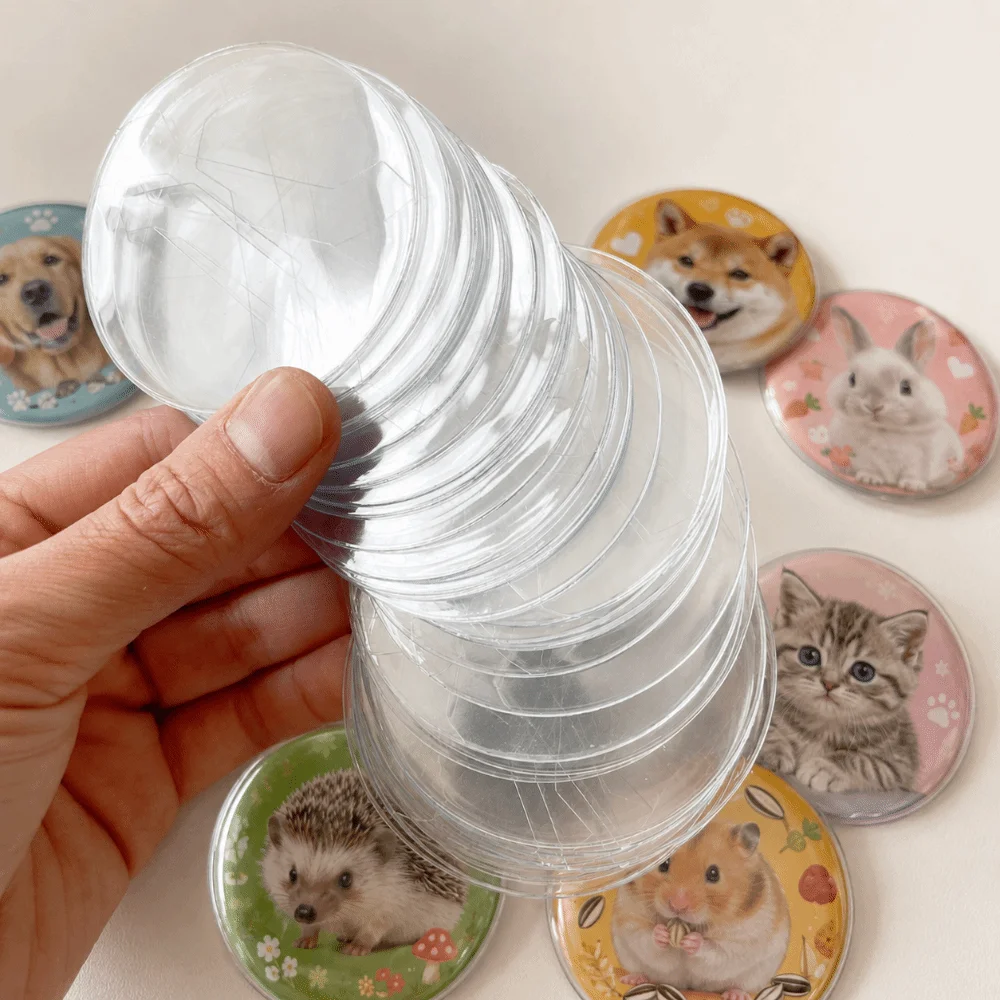 New 30PCS Transparent PVC Badge Protector Case 63/70/83mm Dustproof Round Display Cover Pin High-Protection Anime Badge Sleeve
