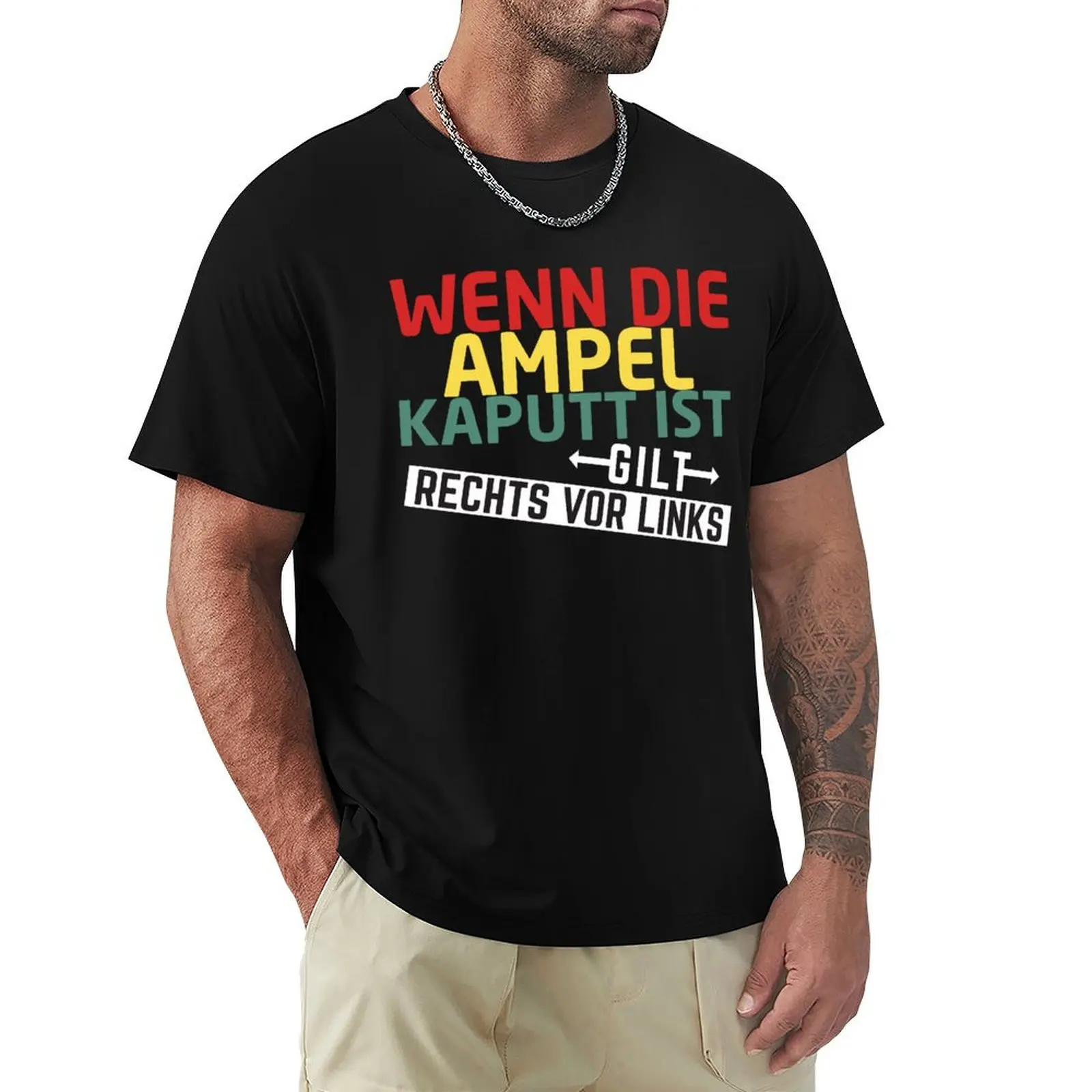 If the traffic light is broken, it is right before left T-Shirt Soft Anti-Shrink Cotton Tee