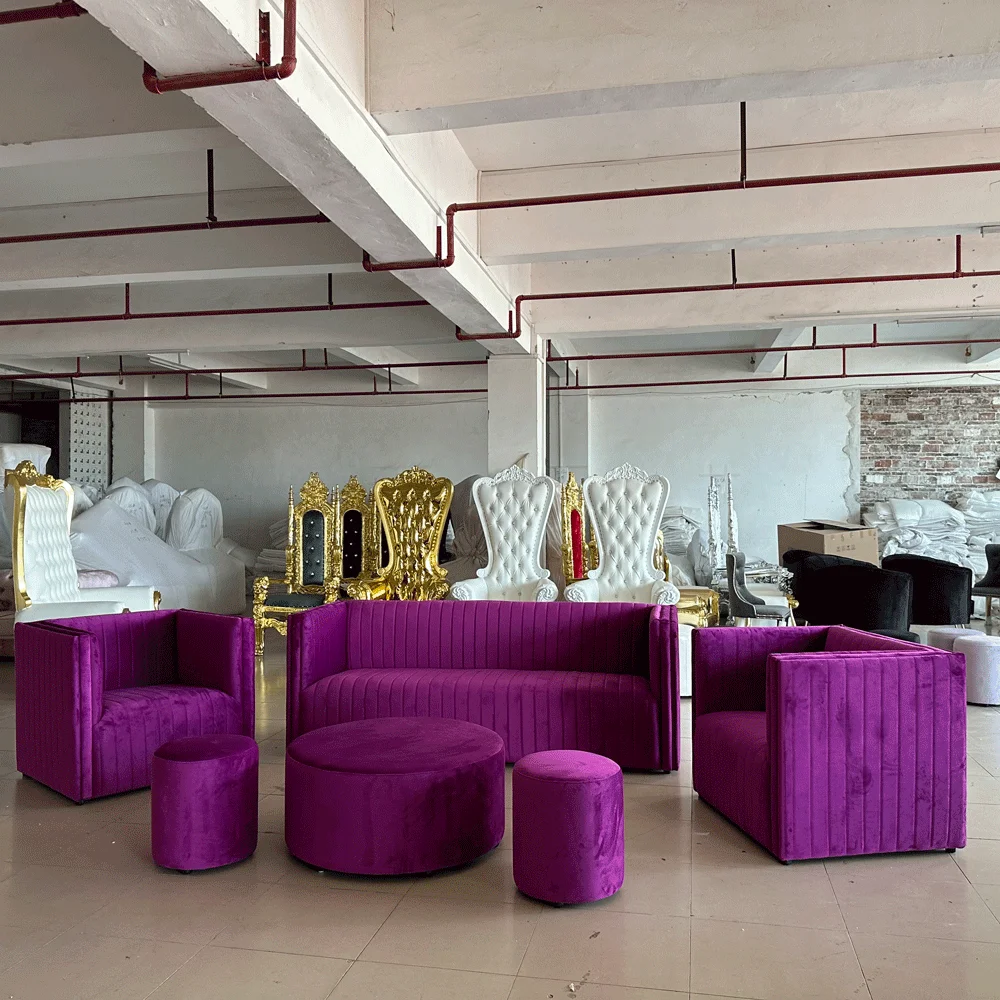 Rental Luxury Commercial Furniture Royal High Back Sofa Gold King Queen Throne Chairs for Wedding Gala Events