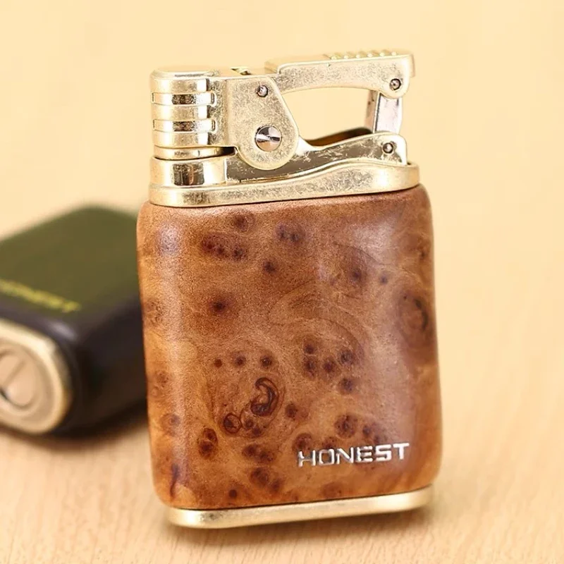 2024 New HONEST Sandwood Kerosene Windproof Lighter Old Vintage Knot Kerosene Lighter  Smoking Accessories Men\'s Gift Tool