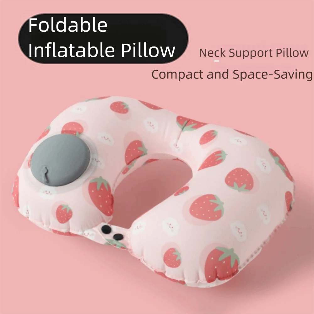 

Inflatable U-Shape Neck Pillow Cartoon Cooling Press To Inflate Pillow Portable Lightweight Neck Support Cushion