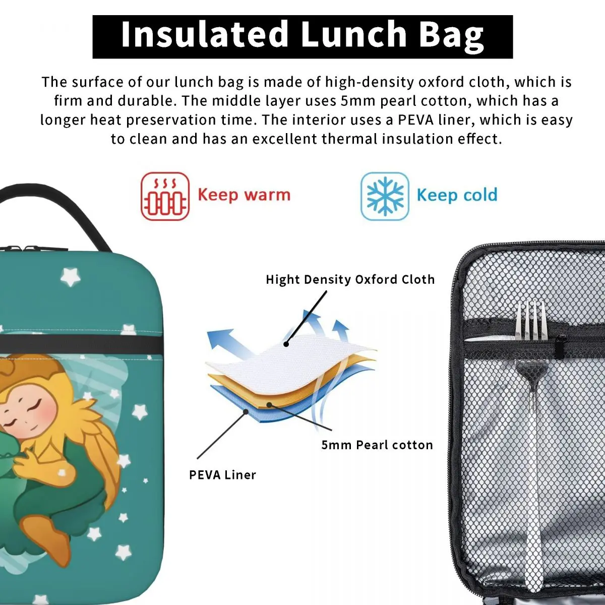 مخصص لوكي صناديق الغداء المحمولة النساء متعددة الوظائف Trickster الله الحرارية برودة الغذاء معزول حقيبة الغداء مكتب العمل #4