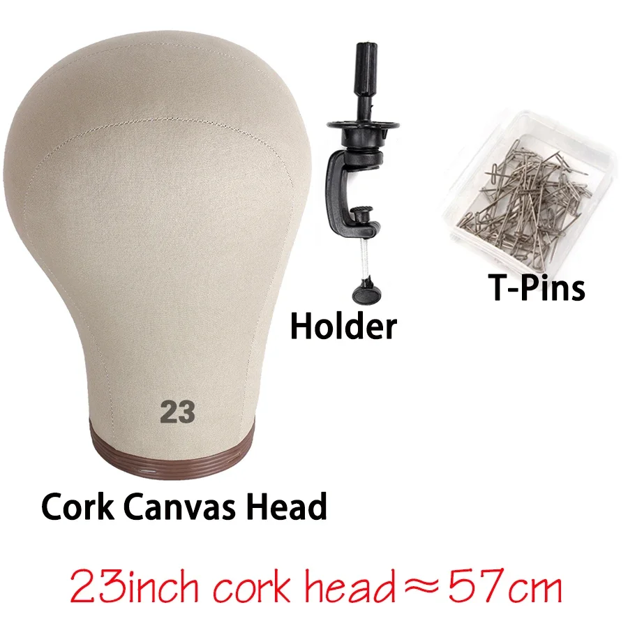 Cork Wig Canvas Block Head 21-24