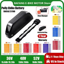 4Pin Polly Ebike Battery 36V 48V 52V Mountain Bicycle 18650 21700 Electric Bateria Pack for Bafang 1000W 750W 500W 250W