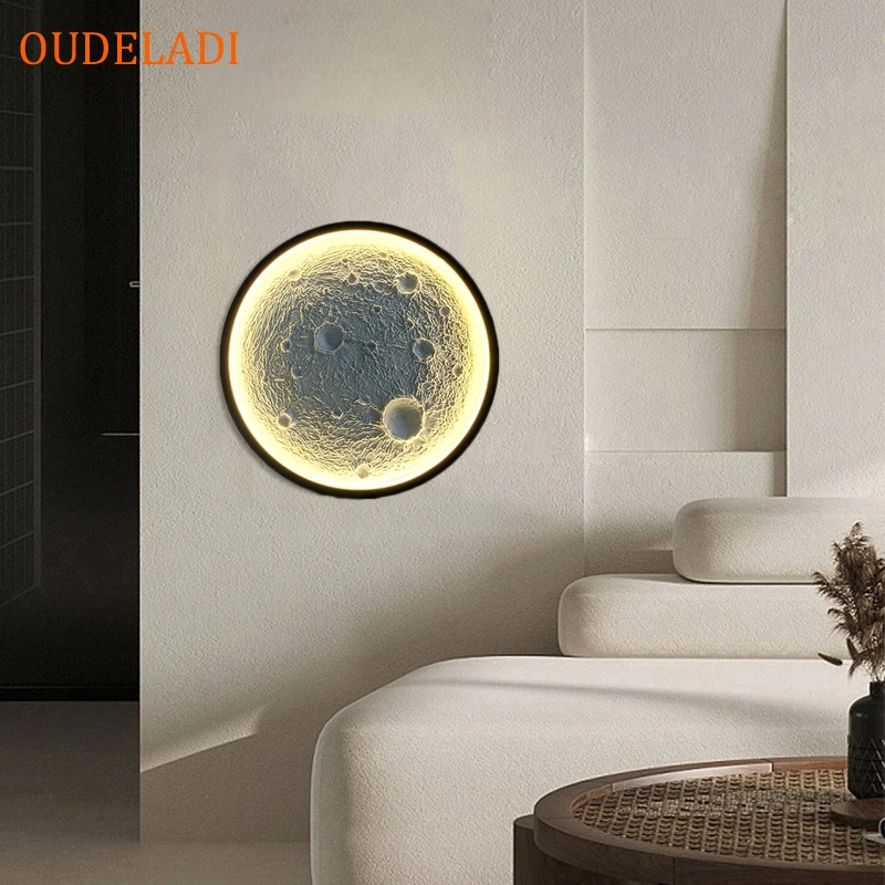 

Creative moon shadow wall lamps LED Indoor Lighting fixtures Decor Dining living room bedroom Round resin Wall sconce Luminaires