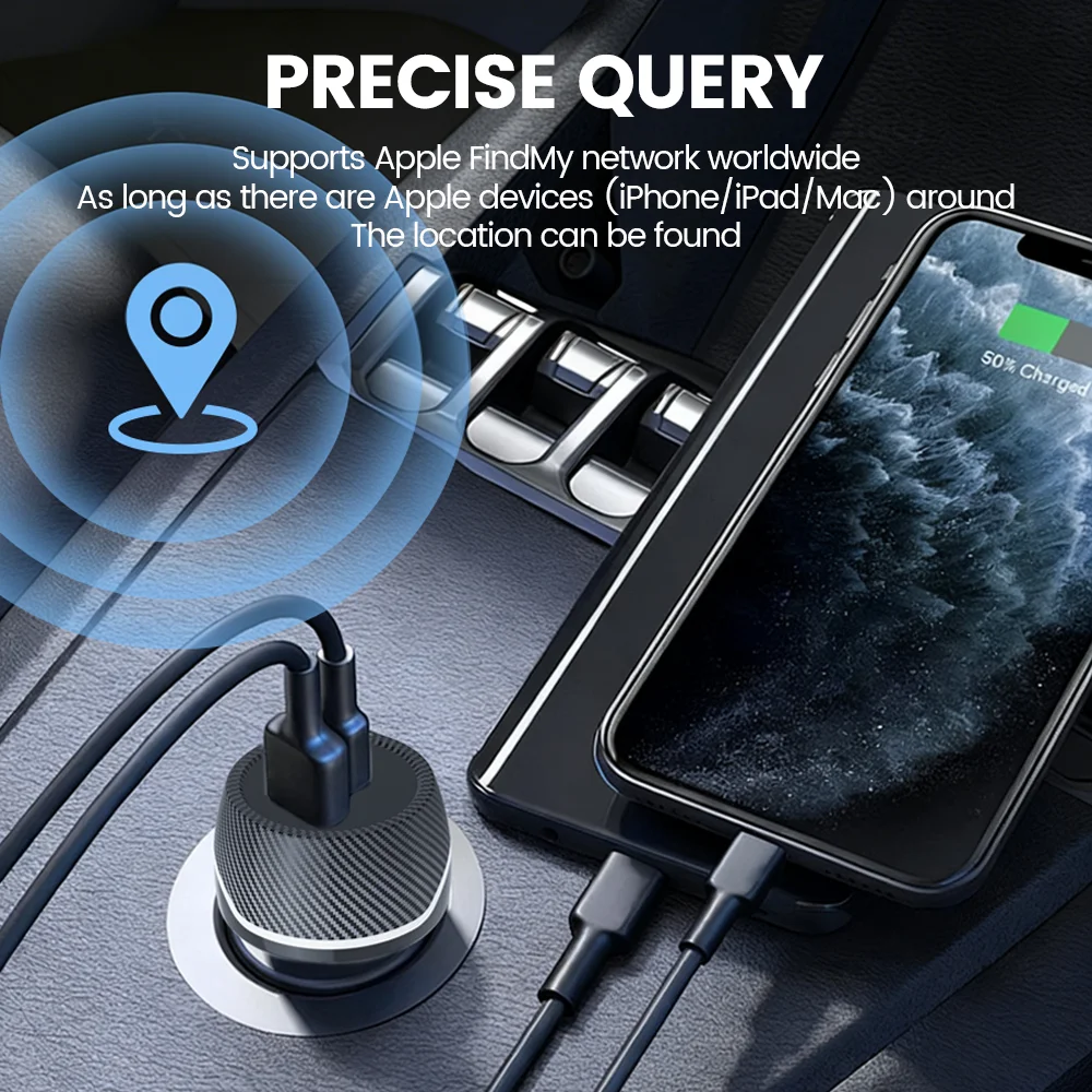 Mini Car Charger GPS Locator Tracker Cigarette Lighter USB Phone Charger Type C Find My IOS & Android Google HUB Fast Charging