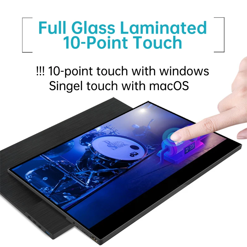Damrapt 16.1 inch 1080P Touch Screen Portable Monitor Metal Frame Traveling Display for Laptop Xbox Macbook with Leather Case