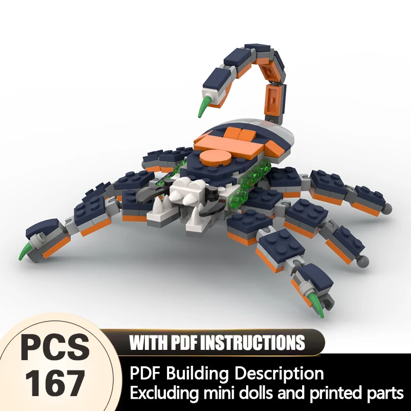 Set de Construcción MOC de la Serie Animales: Ladrillos Modulares de Escorpión para Armar, Regalo Tecnológico para Niños, Ideal para Fiestas