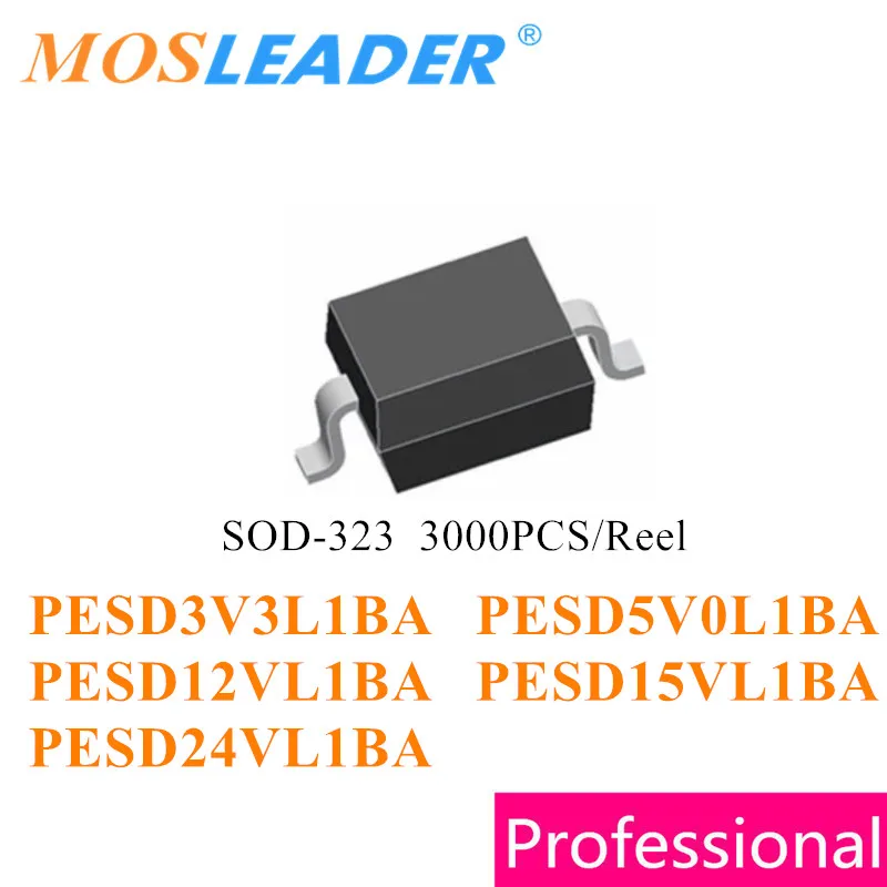 

Mosleader SOD323 3000 шт., PESD3V3L1BA PESD5V0L1BA PESD12VL1BA PESD15VL1BA PESD24VL1BA 0805 3,3 В 5,0 в 12 В 15 в 24 В, китайский ESD