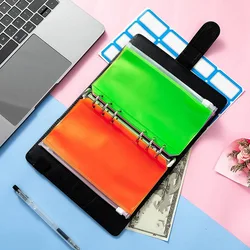 6PCS A6 Binder Pockets Binder Zipper Folders for 6-Ring Notebook Binder Waterproof PVC Leaf Pouch Document Filing Bags