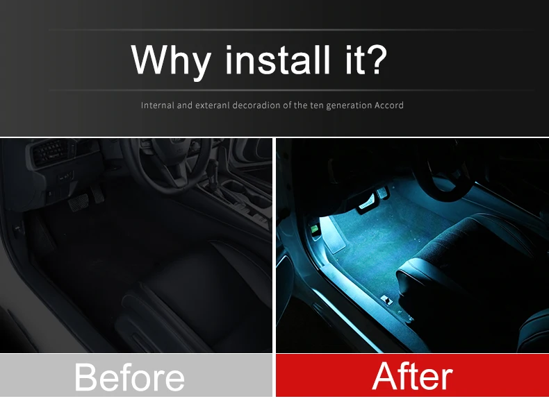 Für Honda Civic X Accord X 10th CRV RW 5th 2018 2019 2020 LED Auto Multi-Funktion fuß-Welle Lichter Atmosphäre Lampe Zubehör – Detail 3