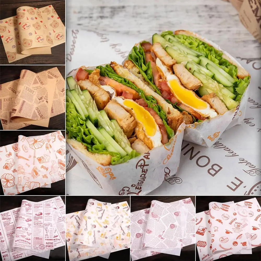 

Newspaper Style Food Wrappers Paper Non-stick Wrapping Paper Food Packaging Wax Paper Oil-proof Baking Paper Wrapping Paper