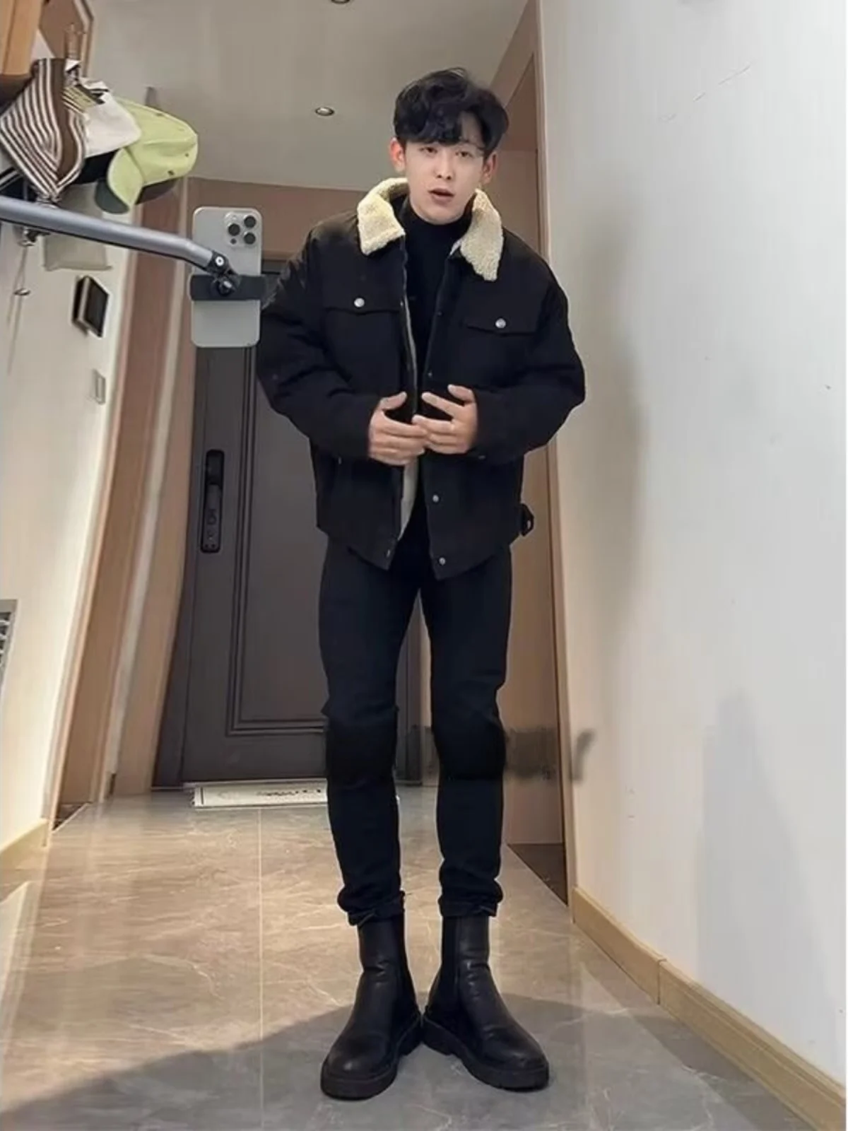 

Мужское джинсовое пальто Bla Lamb Velvet Thiened, осенне-зимнее модное хлопковое пальто с воротником в стиле ретро, молодежная модная верхняя одежда